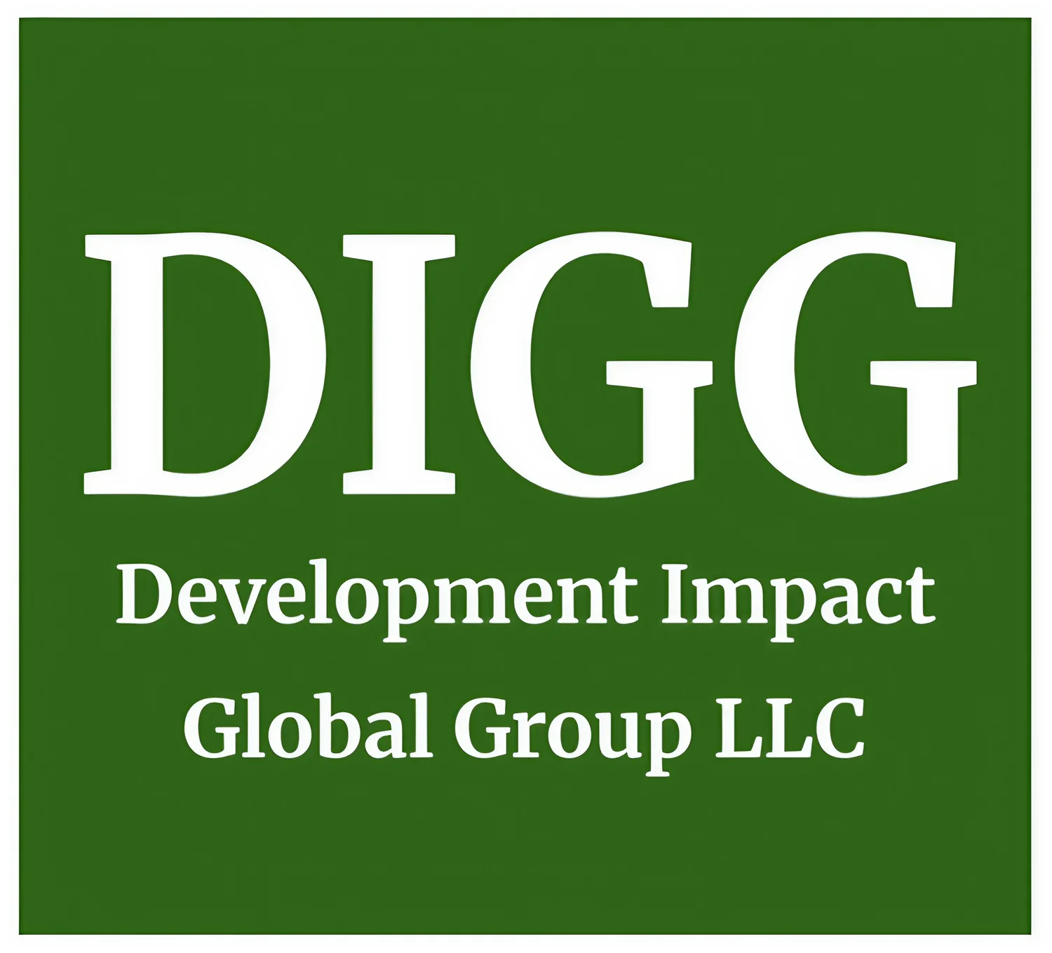 Logo of DIGG Development Impact Global Group LLC on a green background.